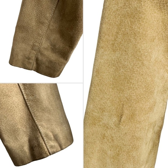 Vintage Leather Jacket Wilson’s Tan Belted Women’s Fitted Minimalist Medium - Picture 5 of 8